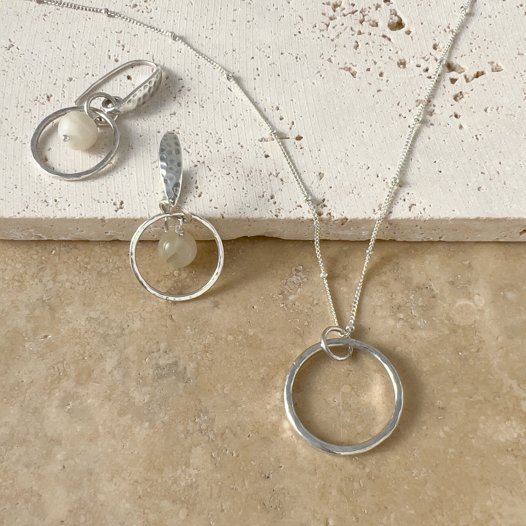 Aurora Sterling Silver Necklace shown with Moonstone Small Hoop Earrings (earrings not included)