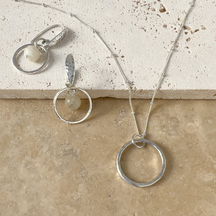 Aurora Sterling Silver Necklace shown with Moonstone Small Hoop Earrings (earrings not included)