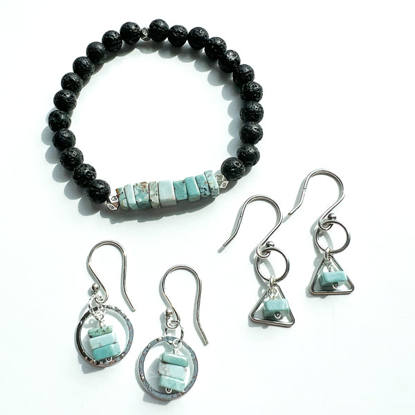 Heishi Ice Blue Larimer Bracelet & Earring Set