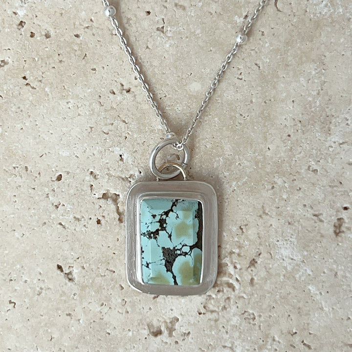 Turquoise & Sterling Silver Rectangular Pendant Necklace