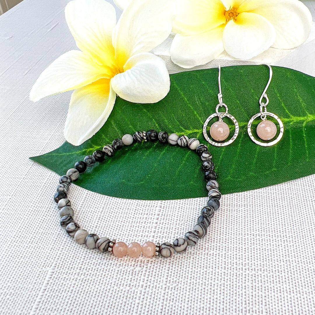 Serene Blush Moonstone & Silkstone Bracelet